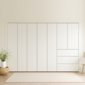 유니온 푸시풀 3단서랍 무몰딩 붙박이장(실속형)-30cm